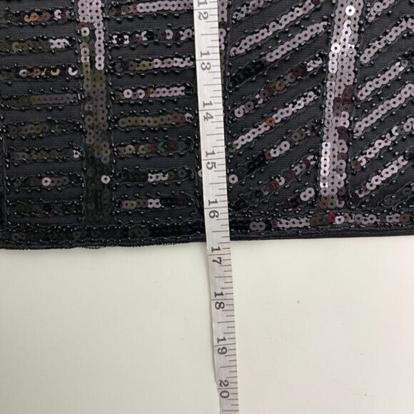 Womens Black Slim Fit Sequin Bead Placement Pencil Mini Skirt - Picture 11 of 12